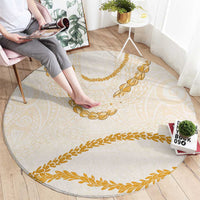 Aloha Lei Mikioi Round Carpet Gold Polynesian Tribal Tatau Pattern LT9 - Polynesian Pride