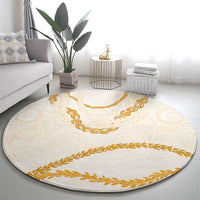 Aloha Lei Mikioi Round Carpet Gold Polynesian Tribal Tatau Pattern LT9 - Polynesian Pride