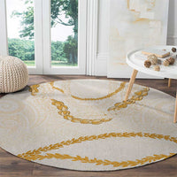 Aloha Lei Mikioi Round Carpet Gold Polynesian Tribal Tatau Pattern LT9 - Polynesian Pride