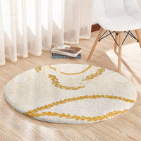 Aloha Lei Mikioi Round Carpet Gold Polynesian Tribal Tatau Pattern LT9 - Polynesian Pride