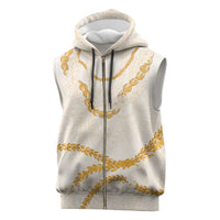 Aloha Lei Mikioi Sleeveless Zip Hoodie Gold Polynesian Tribal Tatau Pattern LT9