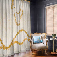 Aloha Lei Mikioi Window Curtain Gold Polynesian Tribal Tatau Pattern