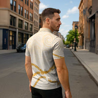 Aloha Lei Mikioi Zipper Polo Shirt Gold Polynesian Tribal Tatau Pattern - Polynesian Pride