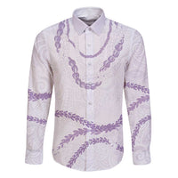 Aloha Lei Mikioi Family Matching Summer Maxi Dress and Hawaiian Shirt Purple Polynesian Tribal Tatau Pattern LT9 Dad's Shirt - Long Sleeve Purple - Polynesian Pride