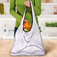 Aloha Lei Mikioi Grocery Bag Purple Polynesian Tribal Tatau Pattern