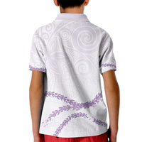 Aloha Lei Mikioi Kid Polo Shirt Purple Polynesian Tribal Tatau Pattern