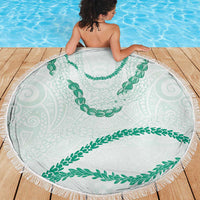 Aloha Lei Mikioi Beach Blanket Sage Green Polynesian Tribal Tatau Pattern