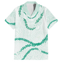 Aloha Lei Mikioi Family Matching Off Shoulder Maxi Dress and Hawaiian Shirt Sage Green Polynesian Tribal Tatau Pattern