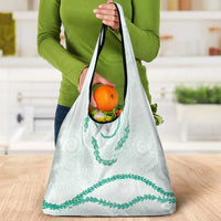 Aloha Lei Mikioi Grocery Bag Sage Green Polynesian Tribal Tatau Pattern