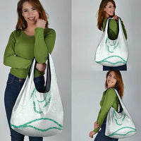 Aloha Lei Mikioi Grocery Bag Sage Green Polynesian Tribal Tatau Pattern