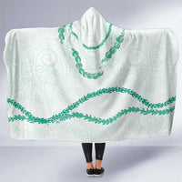Aloha Lei Mikioi Hooded Blanket Sage Green Polynesian Tribal Tatau Pattern