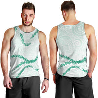 Aloha Lei Mikioi Men Tank Top Sage Green Polynesian Tribal Tatau Pattern