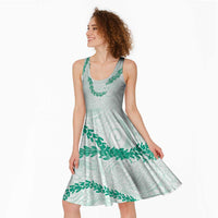 Aloha Lei Mikioi Midi Dress Sage Green Polynesian Tribal Tatau Pattern - Polynesian Pride