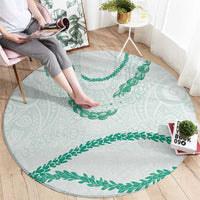 Aloha Lei Mikioi Round Carpet Sage Green Polynesian Tribal Tatau Pattern LT9 - Polynesian Pride