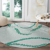 Aloha Lei Mikioi Round Carpet Sage Green Polynesian Tribal Tatau Pattern LT9 - Polynesian Pride