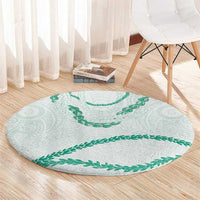 Aloha Lei Mikioi Round Carpet Sage Green Polynesian Tribal Tatau Pattern LT9 - Polynesian Pride