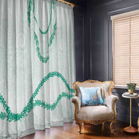Aloha Lei Mikioi Window Curtain Sage Green Polynesian Tribal Tatau Pattern