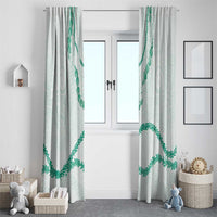 Aloha Lei Mikioi Window Curtain Sage Green Polynesian Tribal Tatau Pattern