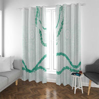 Aloha Lei Mikioi Window Curtain Sage Green Polynesian Tribal Tatau Pattern