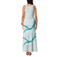 Aloha Lei Mikioi Family Matching Tank Maxi Dress and Hawaiian Shirt Teal Polynesian Tribal Tatau Pattern
