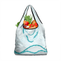 Aloha Lei Mikioi Grocery Bag Teal Polynesian Tribal Tatau Pattern