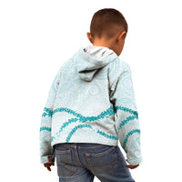 Aloha Lei Mikioi Kid Hoodie Teal Polynesian Tribal Tatau Pattern