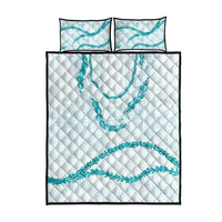 Aloha Lei Mikioi Quilt Bed Set Teal Polynesian Tribal Tatau Pattern