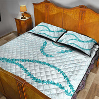 Aloha Lei Mikioi Quilt Bed Set Teal Polynesian Tribal Tatau Pattern