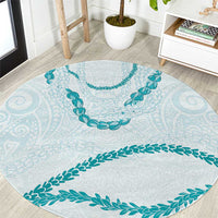 Aloha Lei Mikioi Round Carpet Teal Polynesian Tribal Tatau Pattern LT9 Teal - Polynesian Pride