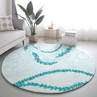 Aloha Lei Mikioi Round Carpet Teal Polynesian Tribal Tatau Pattern LT9 - Polynesian Pride