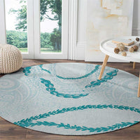 Aloha Lei Mikioi Round Carpet Teal Polynesian Tribal Tatau Pattern LT9 - Polynesian Pride