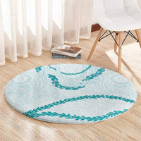 Aloha Lei Mikioi Round Carpet Teal Polynesian Tribal Tatau Pattern LT9 - Polynesian Pride