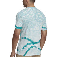 Aloha Lei Mikioi Rugby Jersey Teal Polynesian Tribal Tatau Pattern
