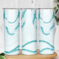 Aloha Lei Mikioi Skinny Tumbler Teal Polynesian Tribal Tatau Pattern LT9 - Polynesian Pride