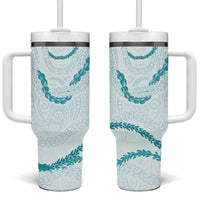 Aloha Lei Mikioi Tumbler With Handle Teal Polynesian Tribal Tatau Pattern