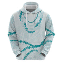 Aloha Lei Mikioi Zip Hoodie Teal Polynesian Tribal Tatau Pattern