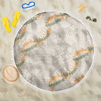 Aloha Pakalana and Puakenikeni Lei Beach Blanket Beige Hawaiian Pattern