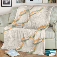 Aloha Pakalana and Puakenikeni Lei Blanket Beige Hawaiian Pattern