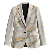 Aloha Pakalana and Puakenikeni Lei Blazer Beige Hawaiian Pattern - Polynesian Pride