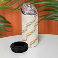 Aloha Pakalana and Puakenikeni Lei 4 in 1 Can Cooler Tumbler Beige Hawaiian Pattern