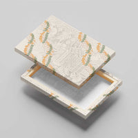 Aloha Pakalana and Puakenikeni Lei Canvas Wall Art Beige Hawaiian Pattern