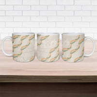 Aloha Pakalana and Puakenikeni Lei Ceramic Mug Beige Hawaiian Pattern - Polynesian Pride