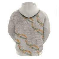 Aloha Pakalana and Puakenikeni Lei Hoodie Beige Hawaiian Pattern