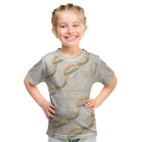 Aloha Pakalana and Puakenikeni Lei Kid T Shirt Beige Hawaiian Pattern LT9 Beige - Polynesian Pride