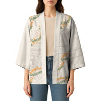 Aloha Pakalana and Puakenikeni Lei Kimono Beige Hawaiian Pattern - Polynesian Pride