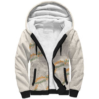 Aloha Pakalana and Puakenikeni Lei Sherpa Hoodie Beige Hawaiian Pattern
