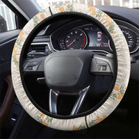 Aloha Pakalana and Puakenikeni Lei Steering Wheel Cover Beige Hawaiian Pattern