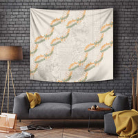 Aloha Pakalana and Puakenikeni Lei Tapestry Beige Hawaiian Pattern