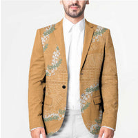 Aloha Pakalana and Puakenikeni Lei Blazer Gold Hawaiian Pattern - Polynesian Pride