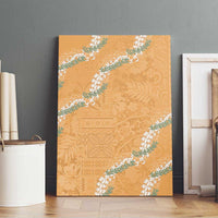 Aloha Pakalana and Puakenikeni Lei Canvas Wall Art Gold Hawaiian Pattern